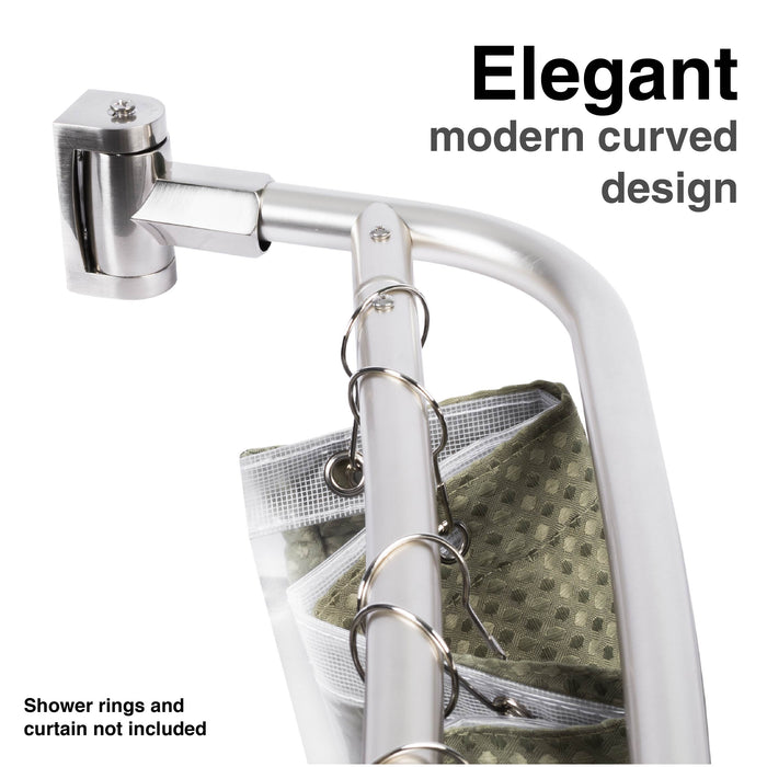 44 in. to 70 in. Double Curved Shower Rod (Brushed Nickel Finish) - Sweatfully