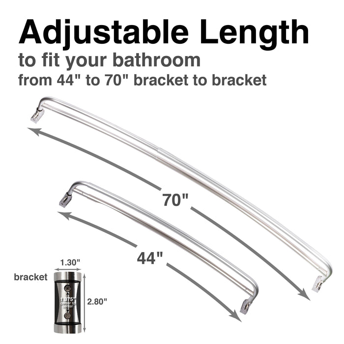 44 in. to 70 in. Double Curved Shower Rod (Brushed Nickel Finish) - Sweatfully