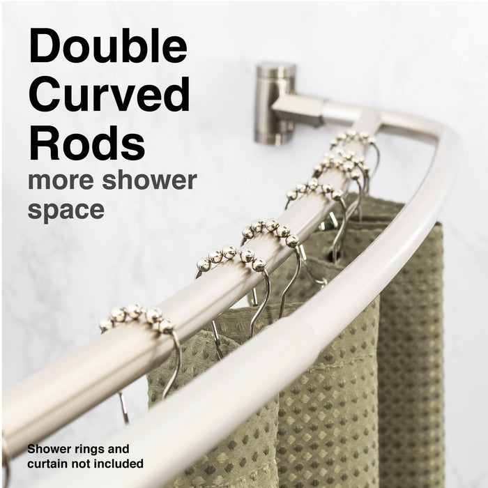 44 in. to 70 in. Double Curved Shower Rod (Brushed Nickel Finish) - Sweatfully