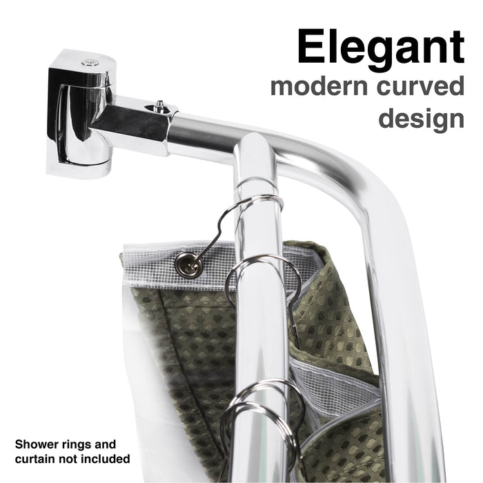 44 in. to 70 in. Double Curved Shower Rod (Chrome Finish) - Sweatfully