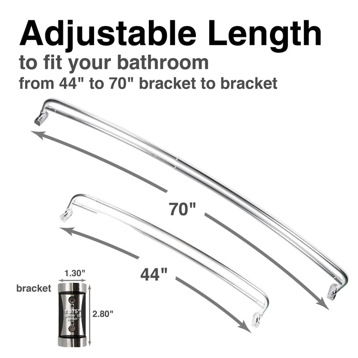 44 in. to 70 in. Double Curved Shower Rod (Chrome Finish) - Sweatfully