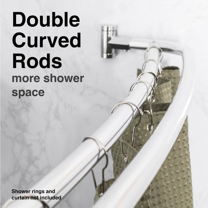 44 in. to 70 in. Double Curved Shower Rod (Chrome Finish) - Sweatfully