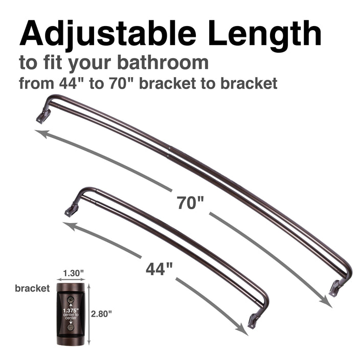 44 in. to 70 in. Double Curved Shower Rod (Oil-Rubbed Bronze Finish) - Sweatfully