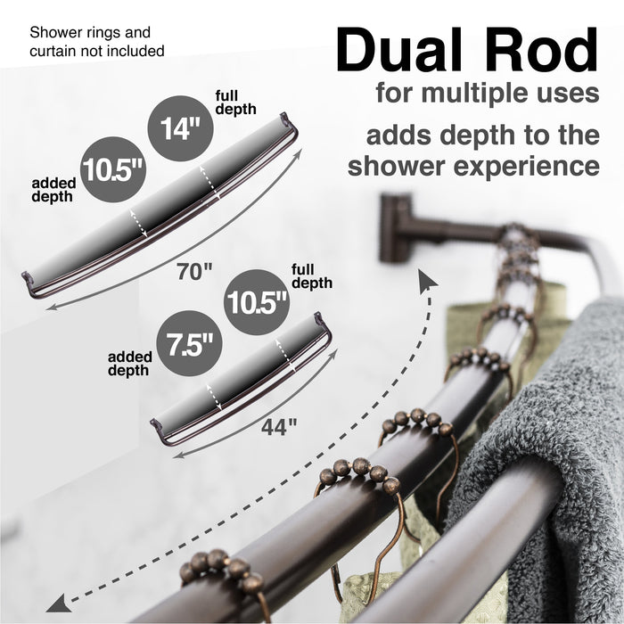 44 in. to 70 in. Double Curved Shower Rod (Oil-Rubbed Bronze Finish) - Sweatfully