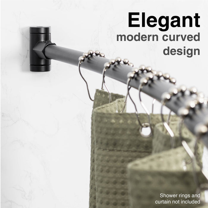 36 in. to 61 in. Curved Shower Rod (Black Finish) - Sweatfully