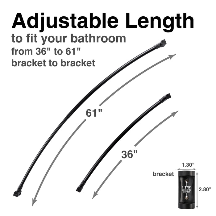 36 in. to 61 in. Curved Shower Rod (Black Finish) - Sweatfully