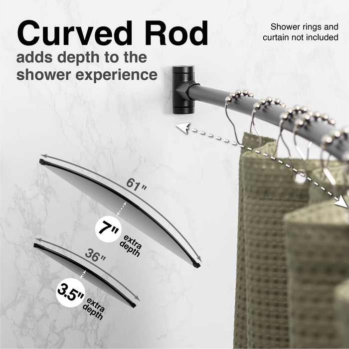 36 in. to 61 in. Curved Shower Rod (Black Finish) - Sweatfully