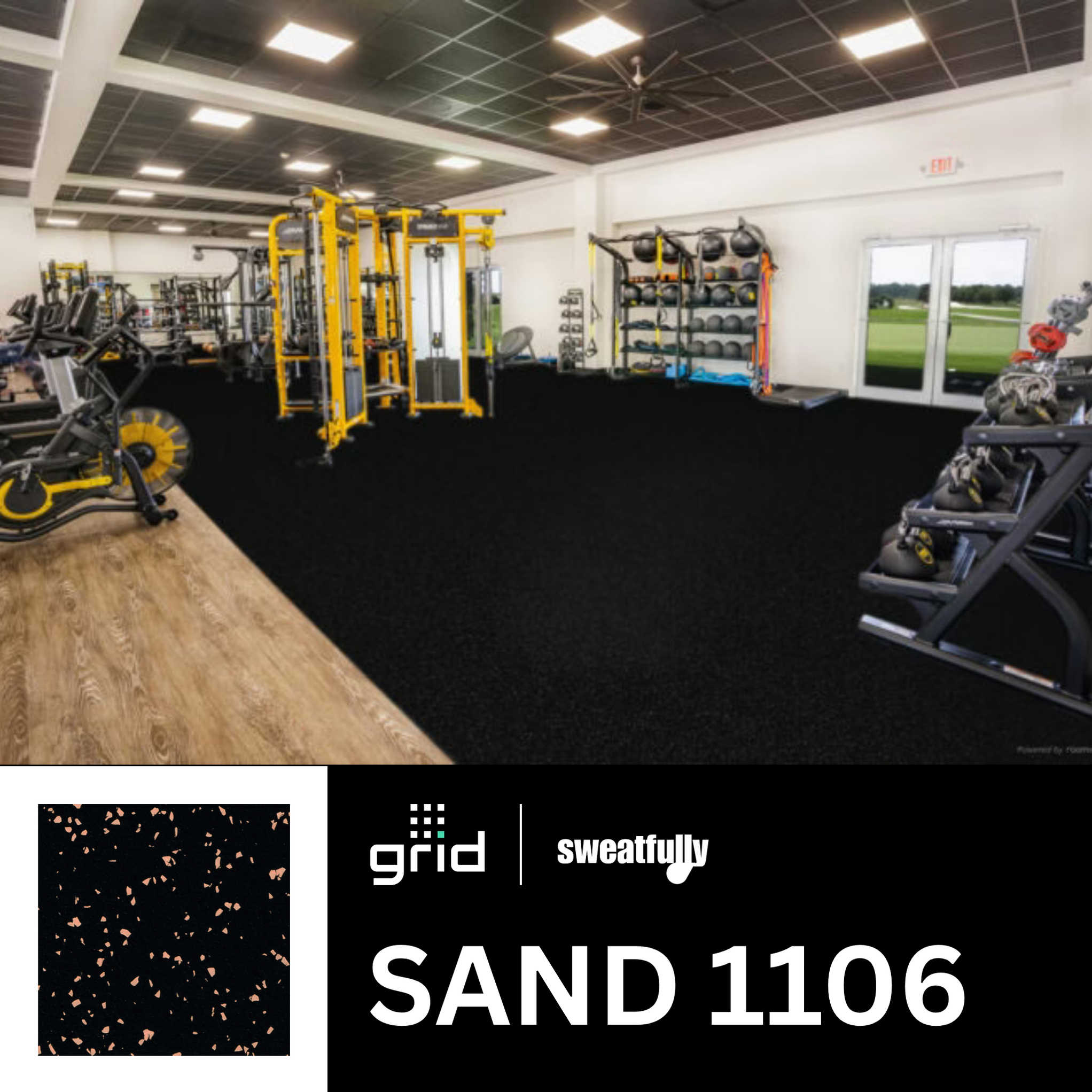 Grid Regrind Rubber Modx Tiles CORE Series Rubber Flooring with Flecks