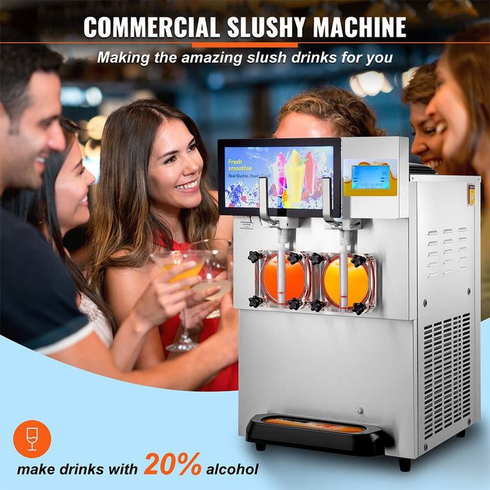 16L Commercial Double Frozen Margarita Ice Slushie Drink Maker Machine, 1155W (SAK95281) - Sweatfully