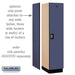 Salsbury 18" Wide Single Tier Designer Wood Locker - 1 Wide - 6 Feet High - 21 Inches Deep - Blue - Silver Resettable Combination Locks - Sweatfully