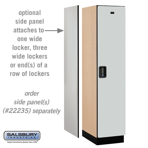 Salsbury 18" Wide Single Tier Designer Wood Locker - 1 Wide - 6 Feet High - 21 Inches Deep - Gray - Black Electronic Locks - Sweatfully