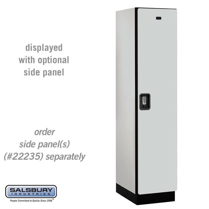 Salsbury 18" Wide Single Tier Designer Wood Locker - 1 Wide - 6 Feet High - 21 Inches Deep - Gray - Silver Resettable Combination Locks - Sweatfully