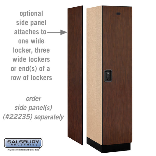 Salsbury 18" Wide Single Tier Designer Wood Locker - 1 Wide - 6 Feet High - 21 Inches Deep - Mahogany - Black Resettable Combination Locks - Sweatfully