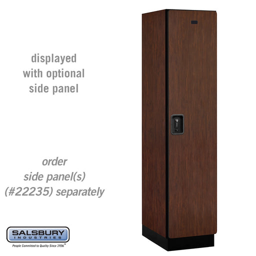 Salsbury 18" Wide Single Tier Designer Wood Locker - 1 Wide - 6 Feet High - 21 Inches Deep - Mahogany - Black Resettable Combination Locks - Sweatfully