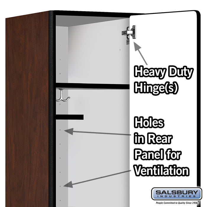 Salsbury 18" Wide Single Tier Designer Wood Locker - 1 Wide - 6 Feet High - 21 Inches Deep - Mahogany - Hasps - Sweatfully