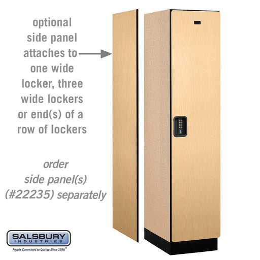 Salsbury 18" Wide Single Tier Designer Wood Locker - 1 Wide - 6 Feet High - 21 Inches Deep - Maple - Black Electronic Locks - Sweatfully