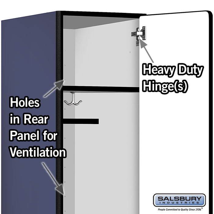 Salsbury 18" Wide Single Tier Designer Wood Locker - 1 Wide - 6 Feet High - 24 Inches Deep - Blue - Hasps - Sweatfully
