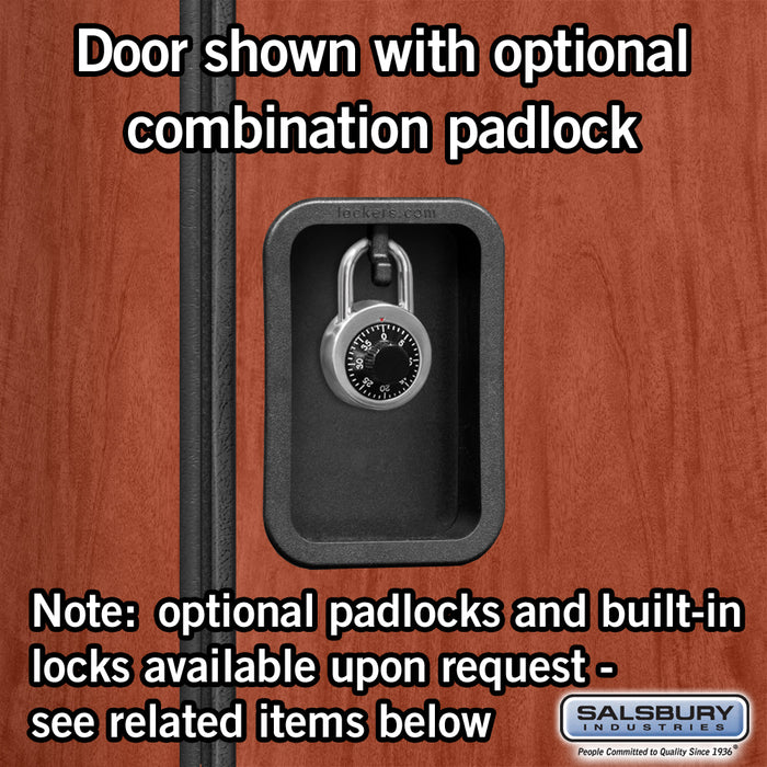 Salsbury 18" Wide Single Tier Designer Wood Locker - 1 Wide - 6 Feet High - 24 Inches Deep - Cherry - Hasps - Sweatfully