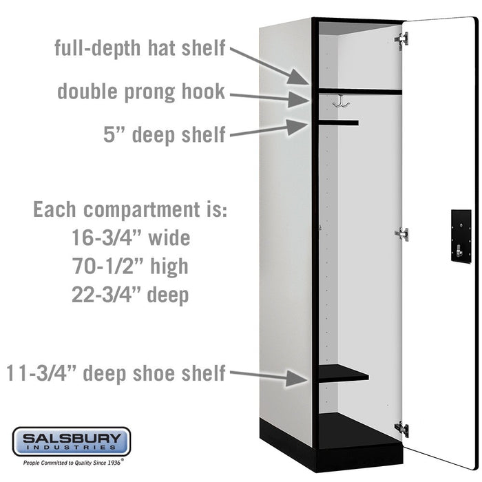 Salsbury 18" Wide Single Tier Designer Wood Locker - 1 Wide - 6 Feet High - 24 Inches Deep - Gray - Silver Electronic Locks - Sweatfully