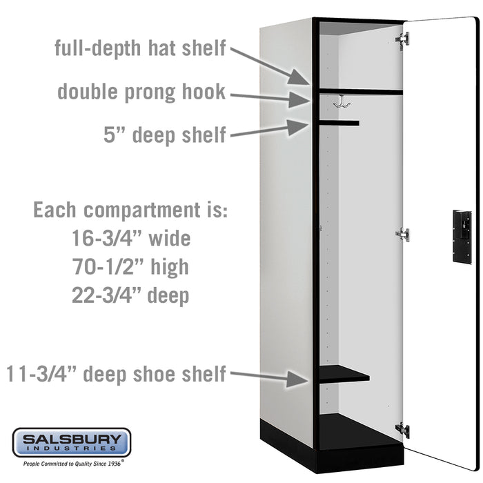 Salsbury 18" Wide Single Tier Designer Wood Locker - 1 Wide - 6 Feet High - 24 Inches Deep - Gray - Hasps - Sweatfully
