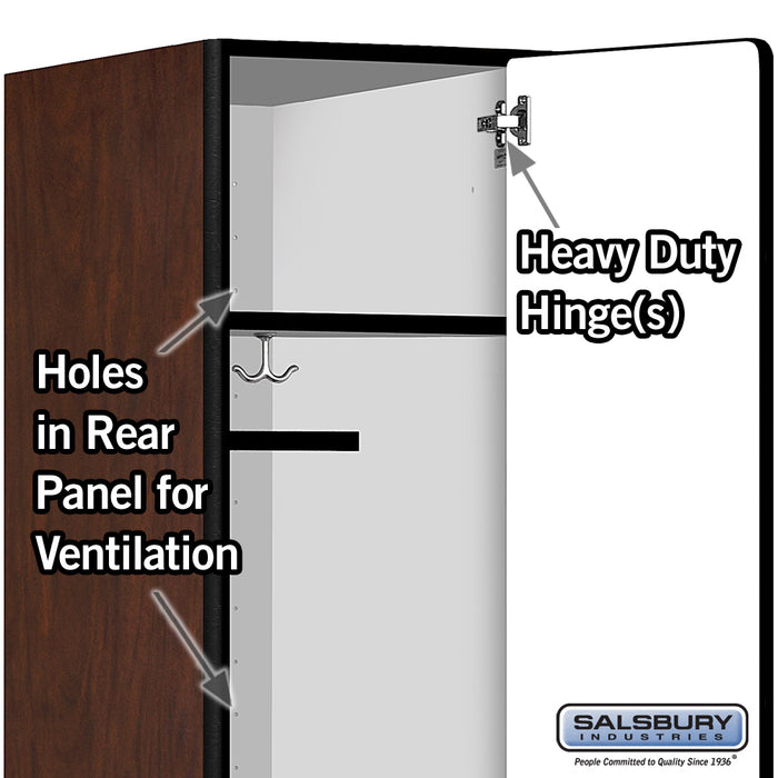 Salsbury 18" Wide Single Tier Designer Wood Locker - 1 Wide - 6 Feet High - 24 Inches Deep - Mahogany - Hasps - Sweatfully