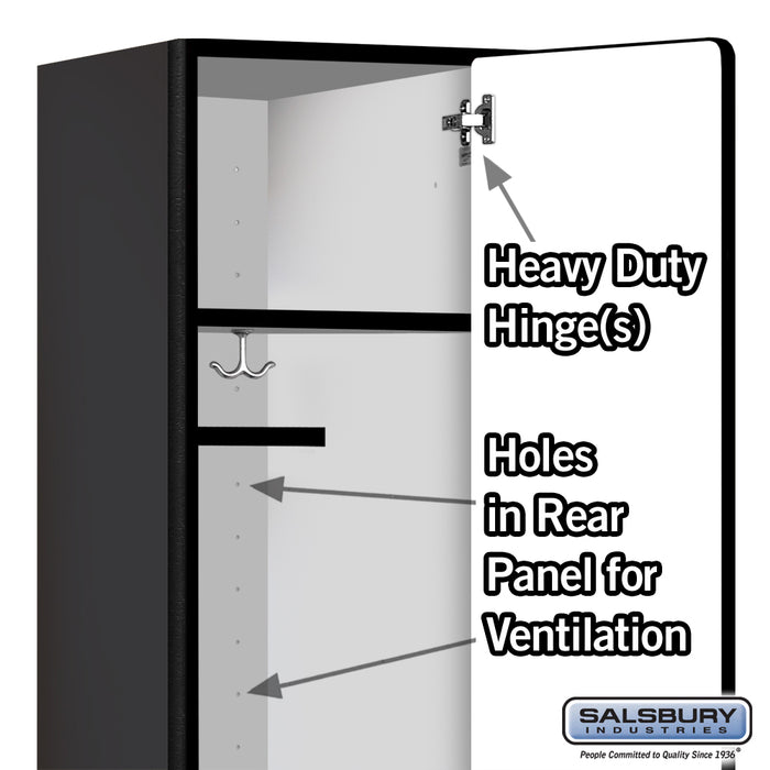 Salsbury 18" Wide Single Tier Designer Wood Locker - 1 Wide - 6 Feet High - 18 Inches Deep - Black - Hasps - Sweatfully