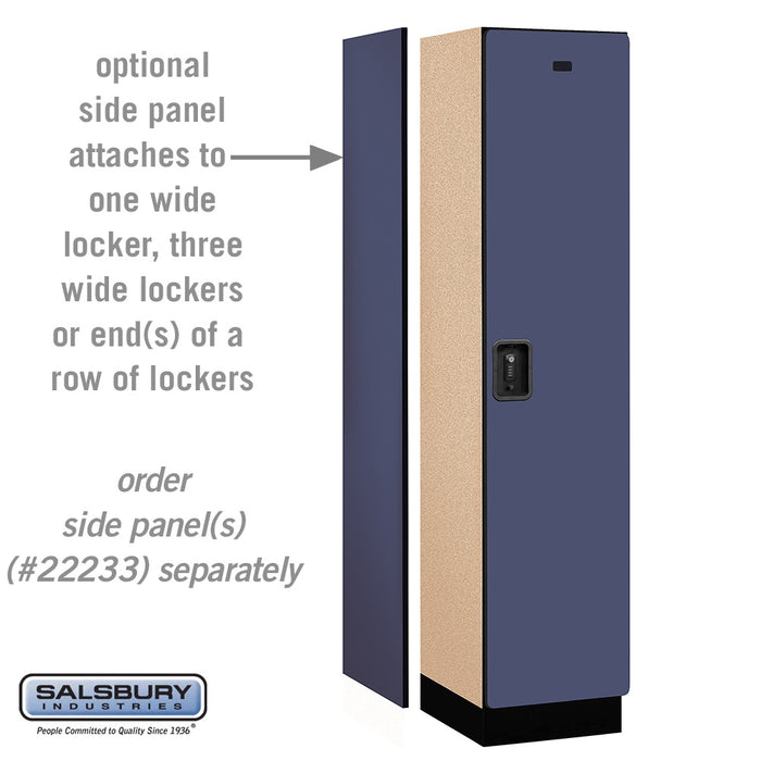 Salsbury 18" Wide Single Tier Designer Wood Locker - 1 Wide - 6 Feet High - 18 Inches Deep - Blue - Black Resettable Combination Locks - Sweatfully
