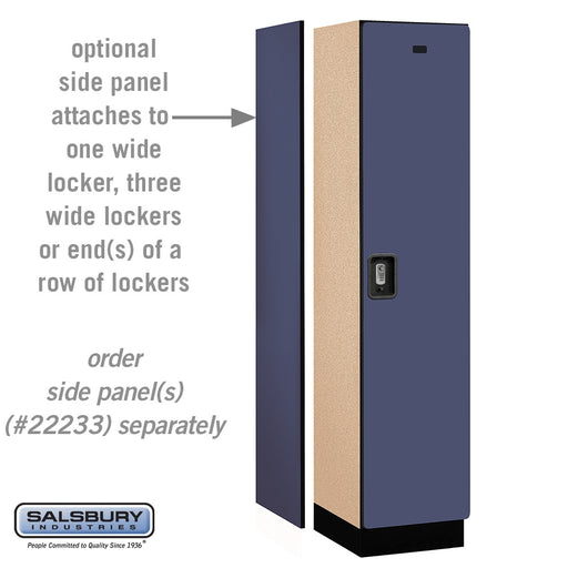 Salsbury 18" Wide Single Tier Designer Wood Locker - 1 Wide - 6 Feet High - 18 Inches Deep - Blue - Silver Resettable Combination Locks - Sweatfully