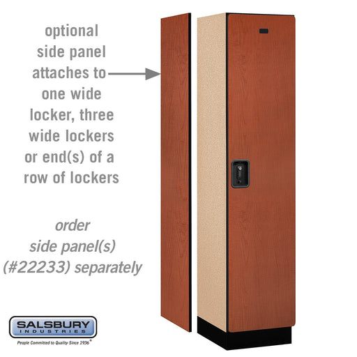 Salsbury 18" Wide Single Tier Designer Wood Locker - 1 Wide - 6 Feet High - 18 Inches Deep - Cherry - Black Resettable Combination Locks - Sweatfully