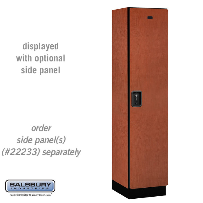 Salsbury 18" Wide Single Tier Designer Wood Locker - 1 Wide - 6 Feet High - 18 Inches Deep - Cherry - Black Resettable Combination Locks - Sweatfully