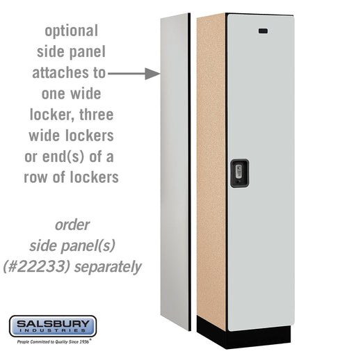 Salsbury 18" Wide Single Tier Designer Wood Locker - 1 Wide - 6 Feet High - 18 Inches Deep - Gray - Silver Resettable Combination Locks - Sweatfully