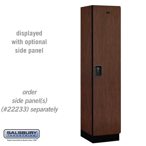 Salsbury 18" Wide Single Tier Designer Wood Locker - 1 Wide - 6 Feet High - 18 Inches Deep - Mahogany - Black Resettable Combination Locks - Sweatfully