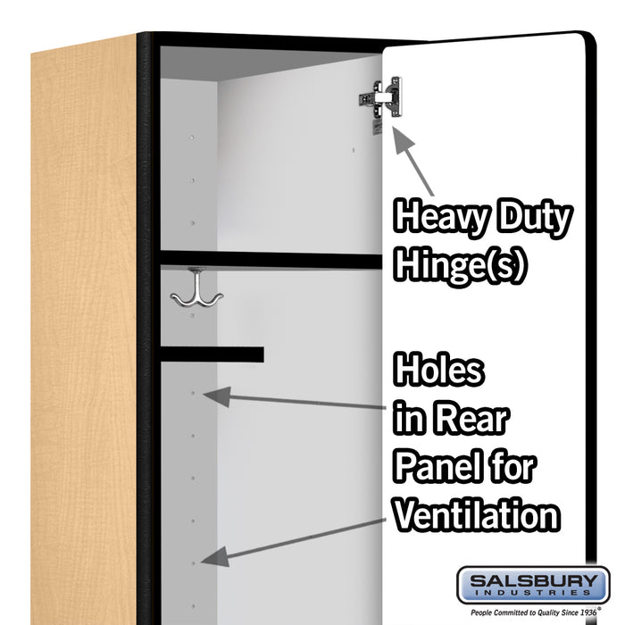 Salsbury 18" Wide Single Tier Designer Wood Locker - 1 Wide - 6 Feet High - 18 Inches Deep - Maple - Hasps - Sweatfully
