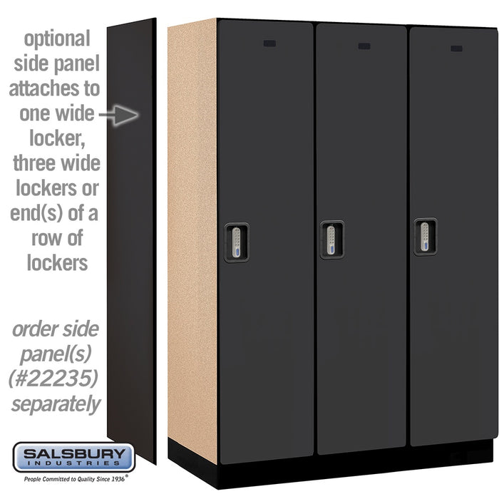 Salsbury 18" Wide Single Tier Designer Wood Locker - 3 Wide - 6 Feet High - 21 Inches Deep - Black - Silver Electronic Locks - Sweatfully