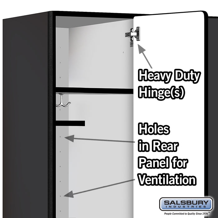 Salsbury 18" Wide Single Tier Designer Wood Locker - 3 Wide - 6 Feet High - 21 Inches Deep - Black - Hasps - Sweatfully