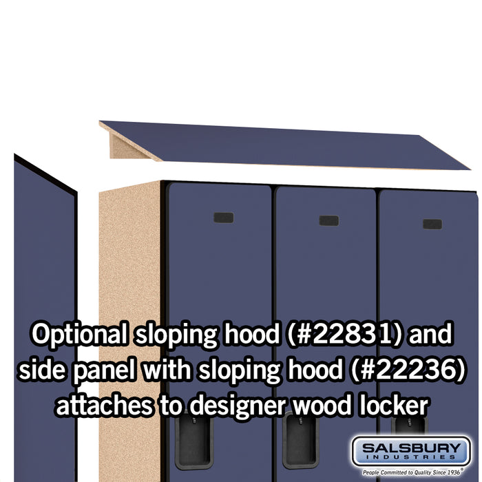 Salsbury 18" Wide Single Tier Designer Wood Locker - 3 Wide - 6 Feet High - 21 Inches Deep - Blue - Hasps - Sweatfully