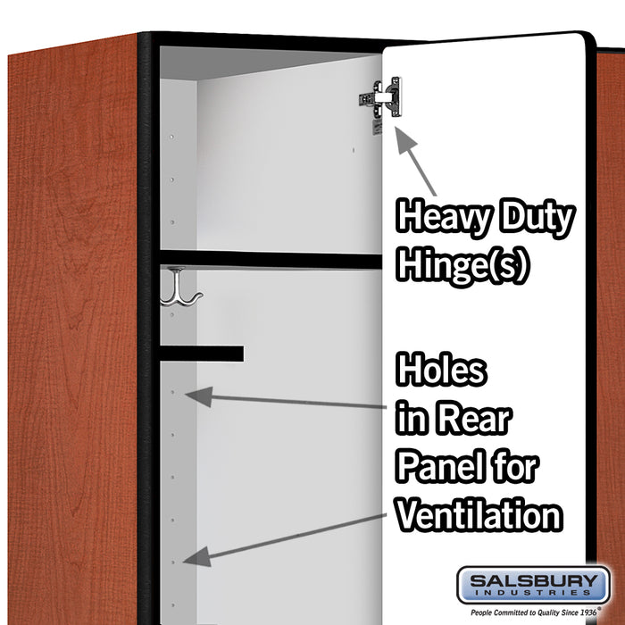 Salsbury 18" Wide Single Tier Designer Wood Locker - 3 Wide - 6 Feet High - 21 Inches Deep - Cherry - Hasps - Sweatfully