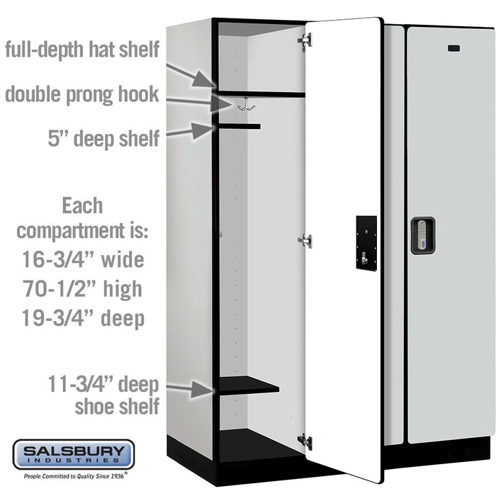 Salsbury 18" Wide Single Tier Designer Wood Locker - 3 Wide - 6 Feet High - 21 Inches Deep - Gray - Silver Electronic Locks - Sweatfully