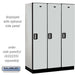 Salsbury 18" Wide Single Tier Designer Wood Locker - 3 Wide - 6 Feet High - 21 Inches Deep - Gray - Silver Electronic Locks - Sweatfully