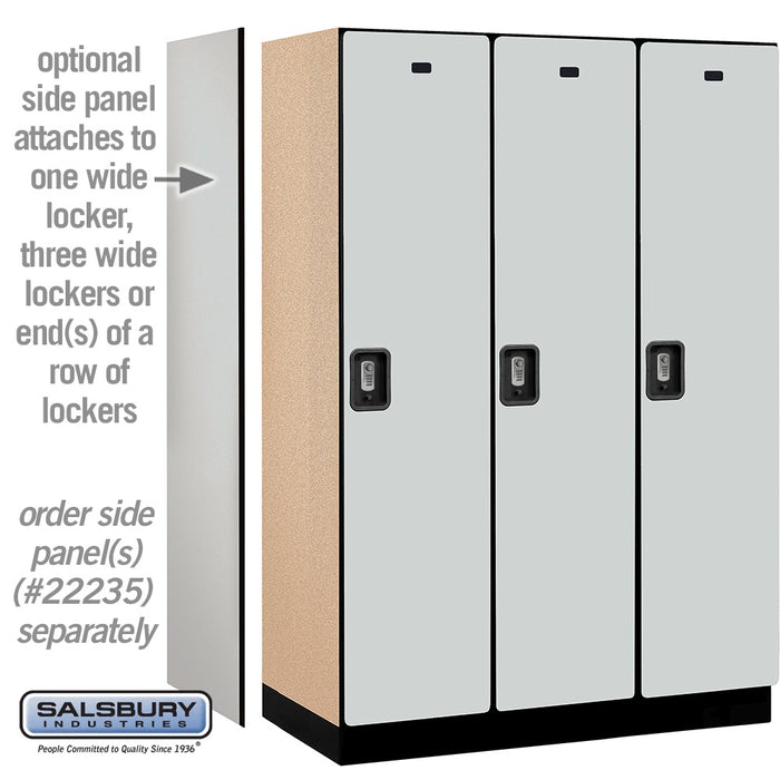 Salsbury 18" Wide Single Tier Designer Wood Locker - 3 Wide - 6 Feet High - 21 Inches Deep - Gray - Silver Resettable Combination Locks - Sweatfully