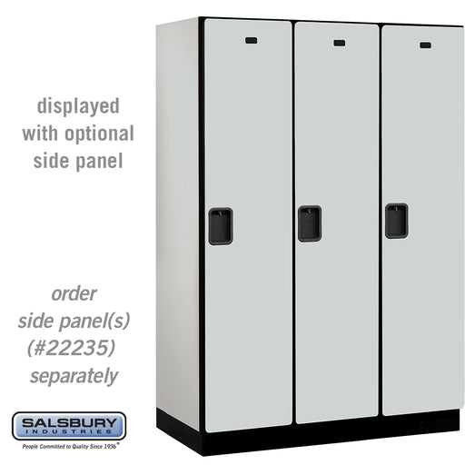 Salsbury 18" Wide Single Tier Designer Wood Locker - 3 Wide - 6 Feet High - 21 Inches Deep - Gray - Hasps - Sweatfully