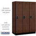 Salsbury 18" Wide Single Tier Designer Wood Locker - 3 Wide - 6 Feet High - 21 Inches Deep - Mahogany - Black Resettable Combination Locks - Sweatfully