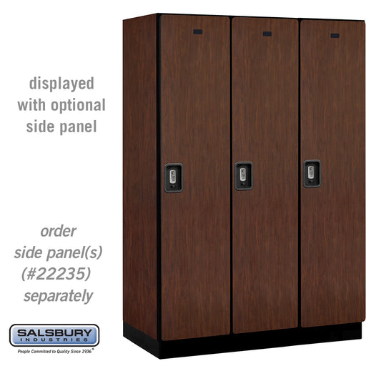 Salsbury 18" Wide Single Tier Designer Wood Locker - 3 Wide - 6 Feet High - 21 Inches Deep - Mahogany - Silver Resettable Combination Locks - Sweatfully