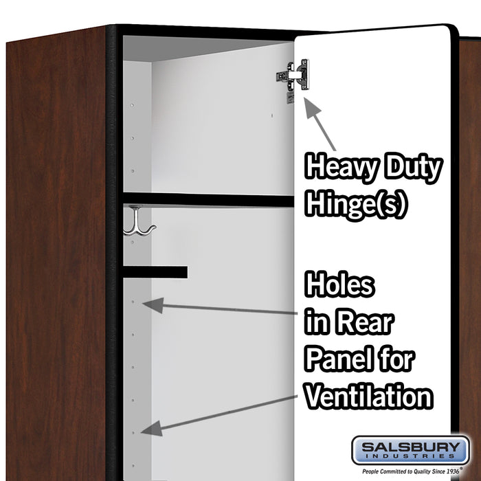 Salsbury 18" Wide Single Tier Designer Wood Locker - 3 Wide - 6 Feet High - 21 Inches Deep - Mahogany - Hasps - Sweatfully