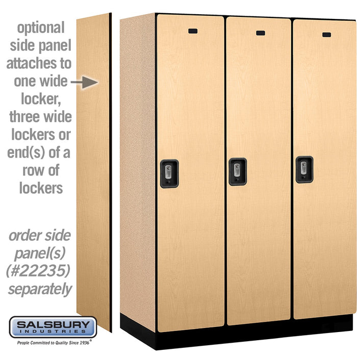 Salsbury 18" Wide Single Tier Designer Wood Locker - 3 Wide - 6 Feet High - 21 Inches Deep - Maple - Silver Resettable Combination Locks - Sweatfully