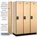 Salsbury 18" Wide Single Tier Designer Wood Locker - 3 Wide - 6 Feet High - 21 Inches Deep - Maple - Silver Resettable Combination Locks - Sweatfully