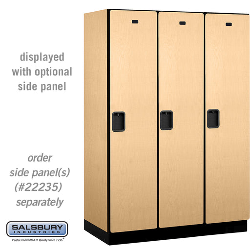 Salsbury 18" Wide Single Tier Designer Wood Locker - 3 Wide - 6 Feet High - 21 Inches Deep - Maple - Hasps - Sweatfully