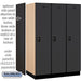 Salsbury 18" Wide Single Tier Designer Wood Locker - 3 Wide - 6 Feet High - 24 Inches Deep - Black - Black Resettable Combination Locks - Sweatfully