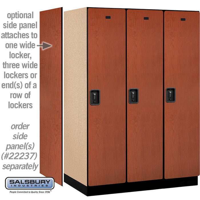 Salsbury 18" Wide Single Tier Designer Wood Locker - 3 Wide - 6 Feet High - 24 Inches Deep - Cherry - Black Resettable Combination Locks - Sweatfully