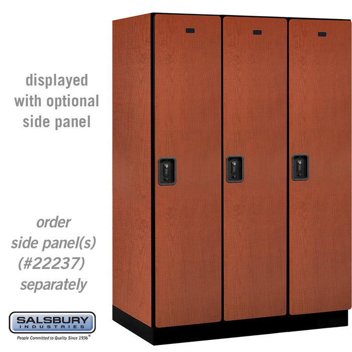 Salsbury 18" Wide Single Tier Designer Wood Locker - 3 Wide - 6 Feet High - 24 Inches Deep - Cherry - Black Resettable Combination Locks - Sweatfully